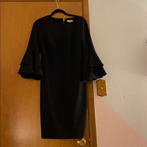 Calvin Klein black ruffled sleeve dress